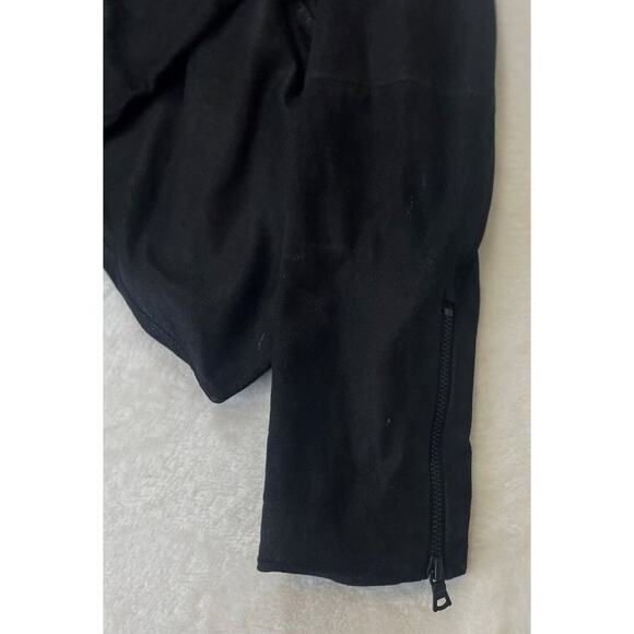 Alice + Olivia Goat Leather Jacket Size XS Draped Waterfall Open Front - Damaged - Picture 8 of 16
